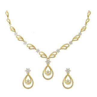 14k Yellow Gold 4.990 ct. Diamond Necklace /2.719 ct. Earrings Set