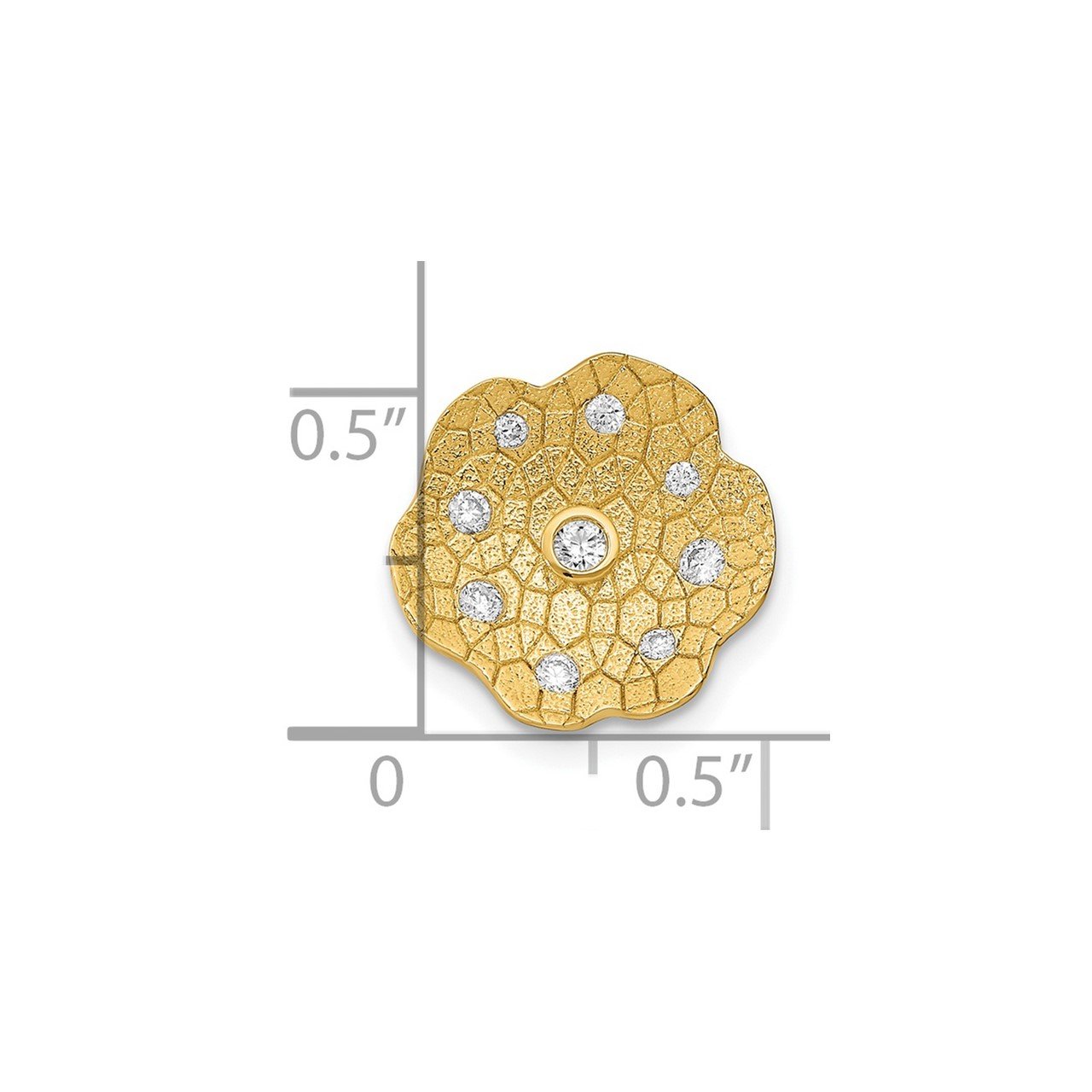 14k Polished and Textured Diamond Circle Chain Slide-4