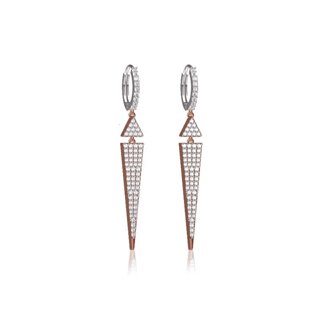 14K Rose Gold Natural 1.50 ct. Diamond Triangle Dangle Earrings