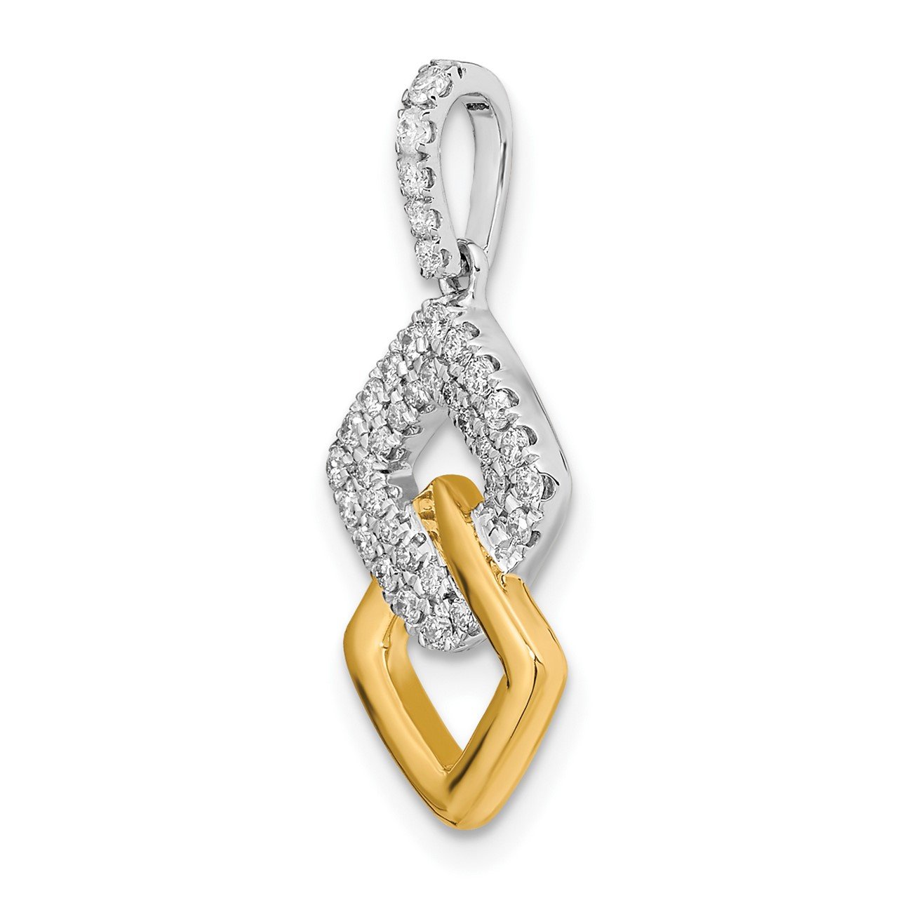 14k Two-tone Diamond Double Square Chain Slide-3