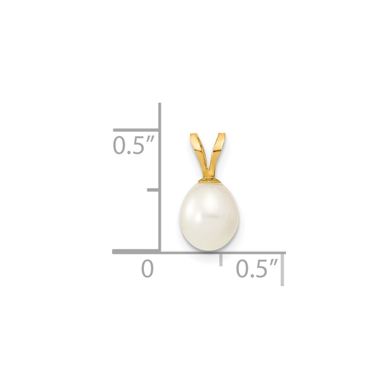 14K 6-7mm White Rice Freshwater Cultured Pearl Pendant-1