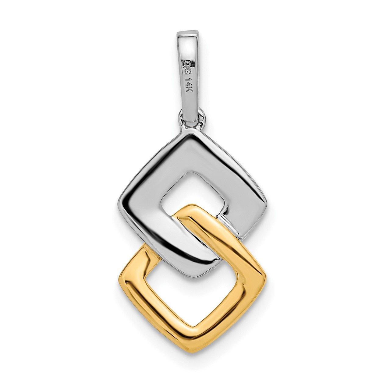 14k Two-tone Diamond Double Square Chain Slide-2