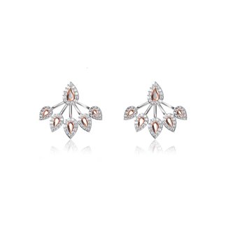 14k White/ Rose Gold 1.112 Ct. Diamond Dangling Earrings Gift for Women Girls