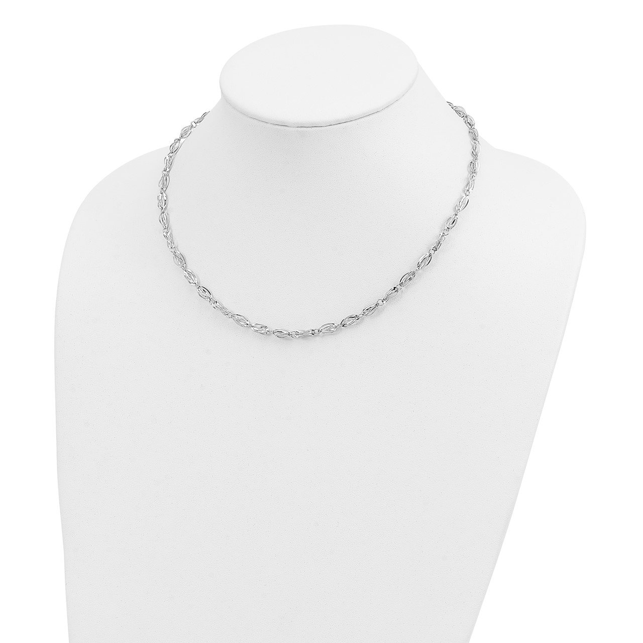 14K White Gold Fancy Link Necklace-2