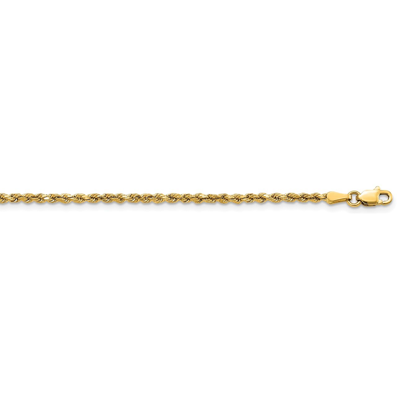 14k 2.25mm Semi-solid D/C Rope Chain