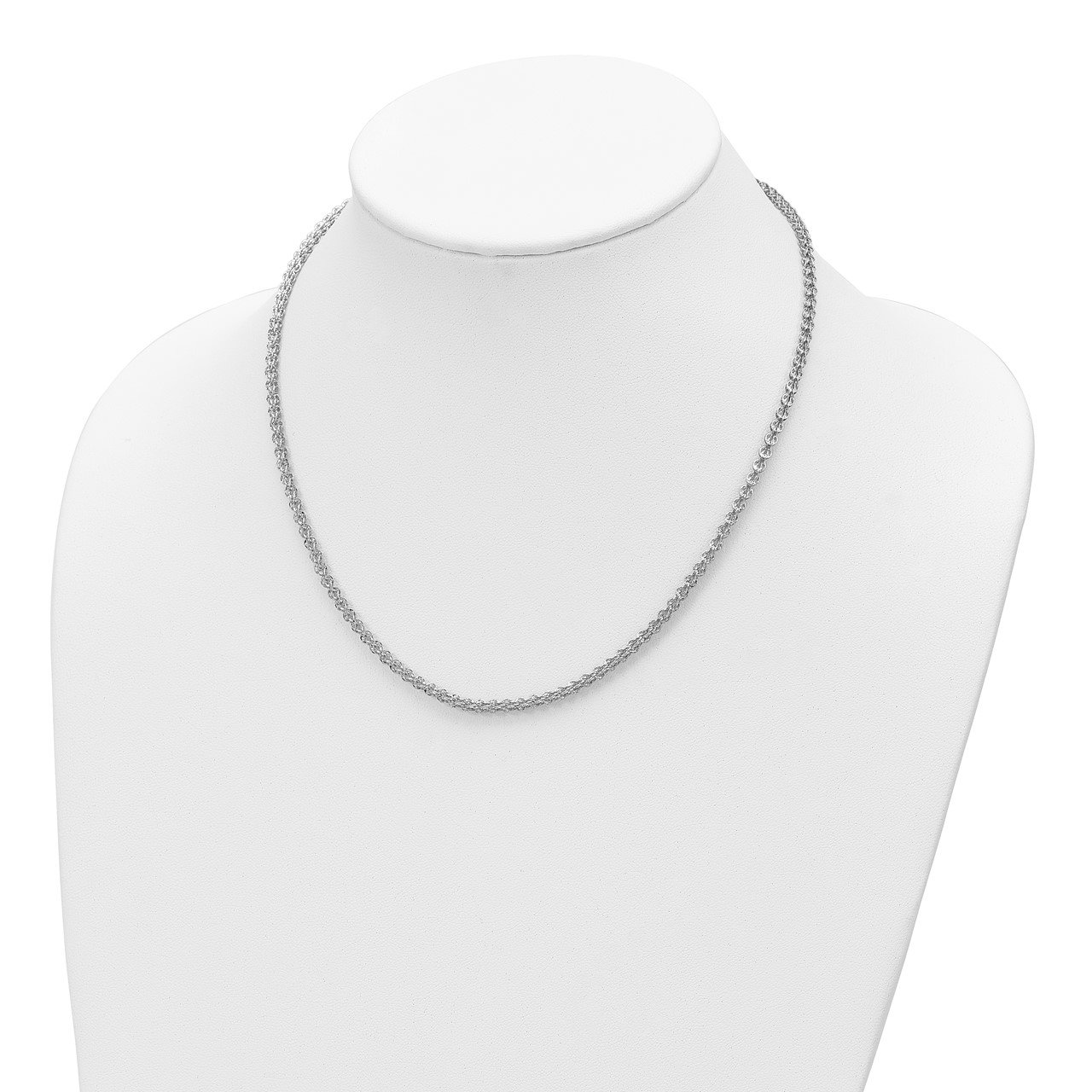 14K White Gold Polished Fancy Link Necklace-1