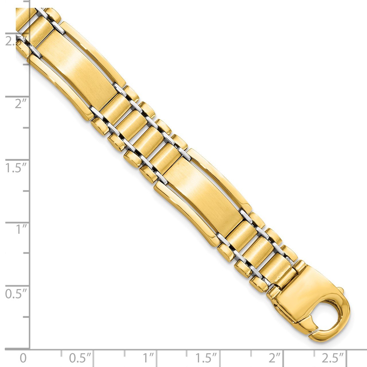 Leslie's 14K Two-Tone Polished and Satin Men's Bracelet-2