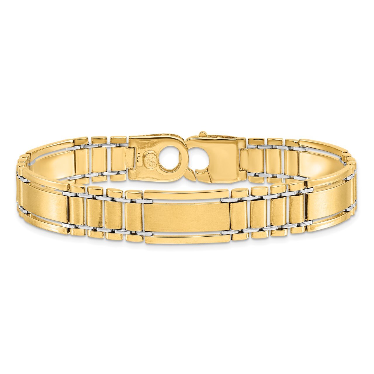 Leslie's 14K Two-Tone Polished and Satin Men's Bracelet-3