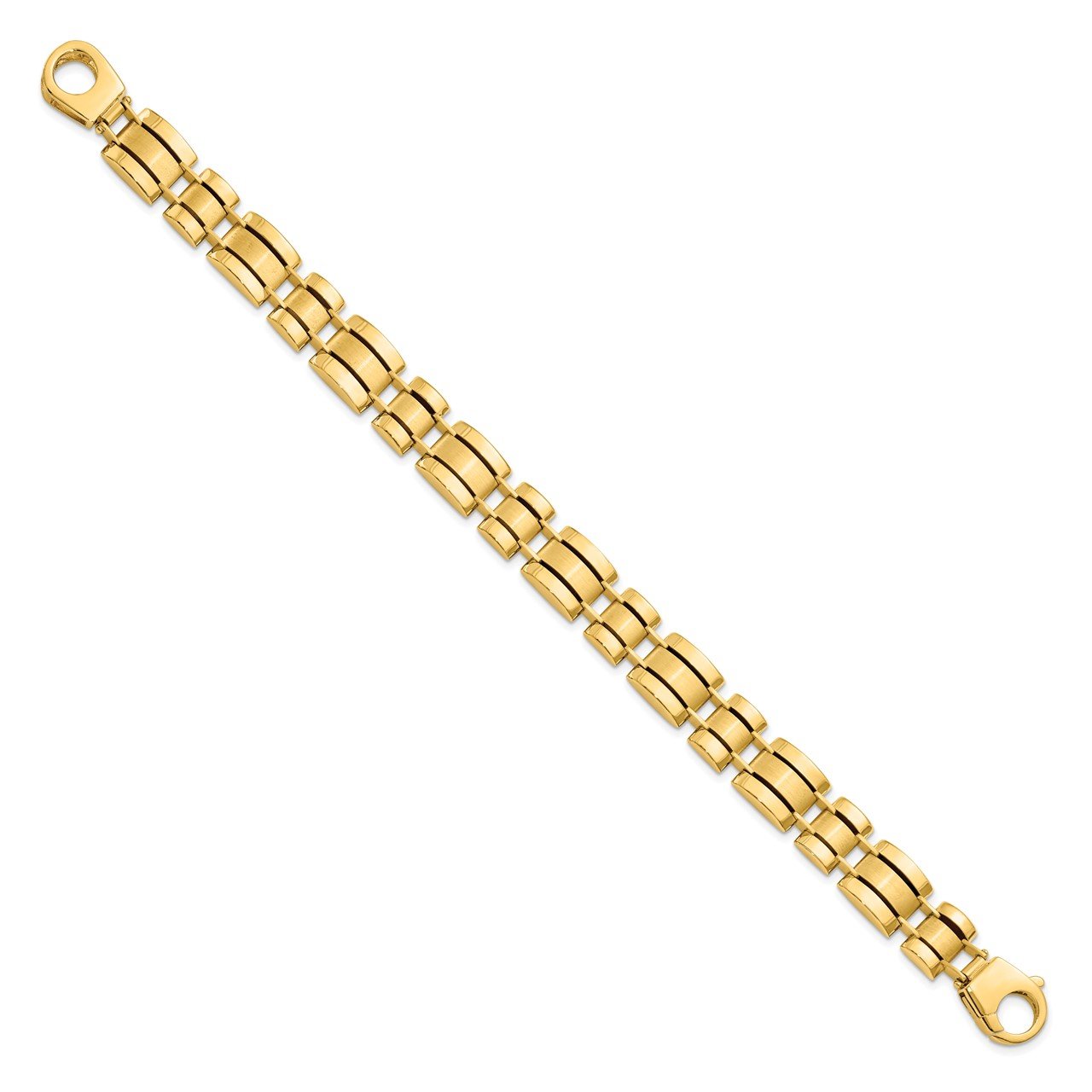 Leslie's 14K Polished and Center Satin Fancy Link Men's Bracelet-1