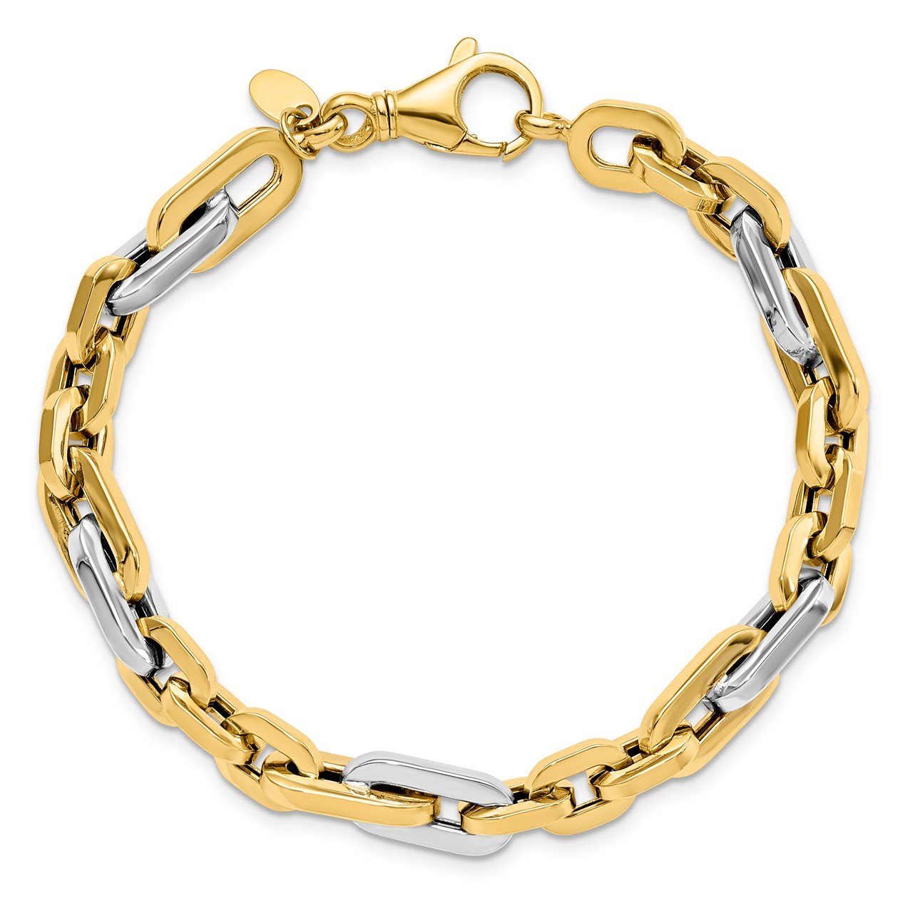 Leslie's 14K Men's Two-tone Polished Link Bracelet-3