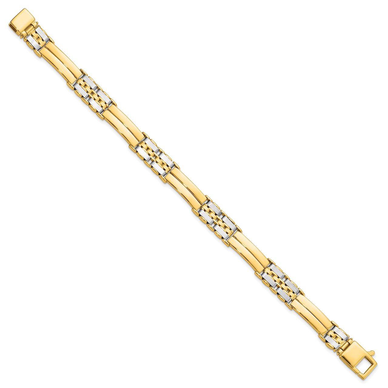 Leslie's 14K Two-tone Polished and Brushed Men's Link Bracelet-1