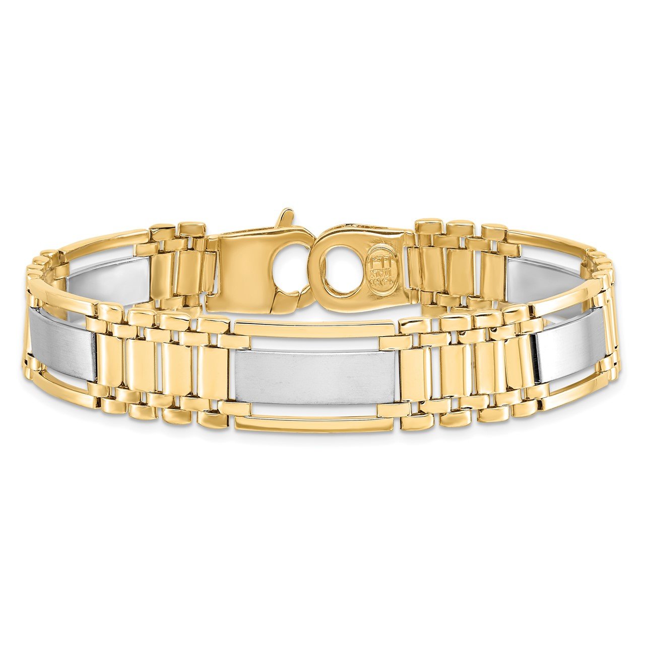 Leslie's 14K Two-tone Polished and Satin Men's Bracelet-3