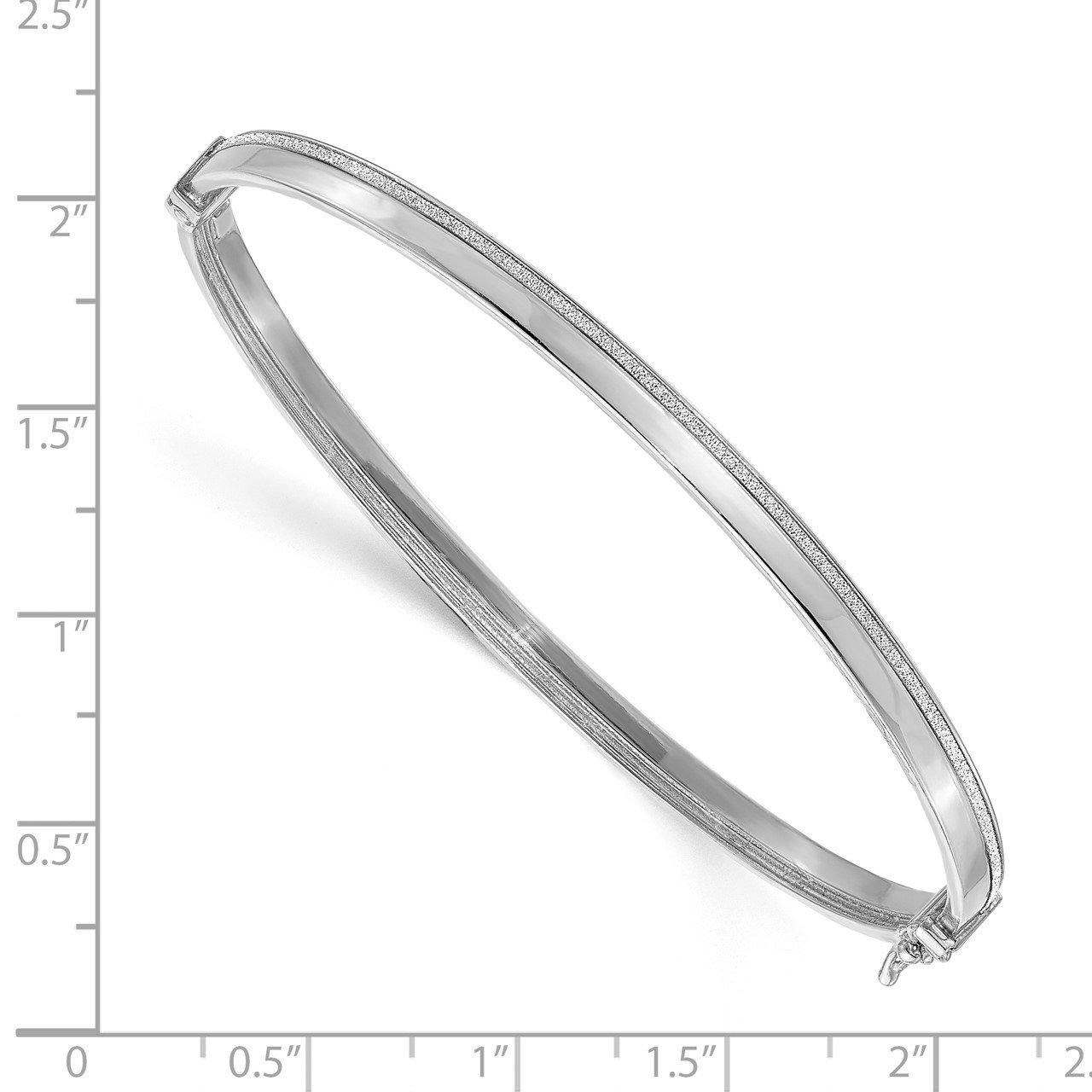 Leslie's 14K White Gold Polished Glimmer Infused Hinged Bangle-1