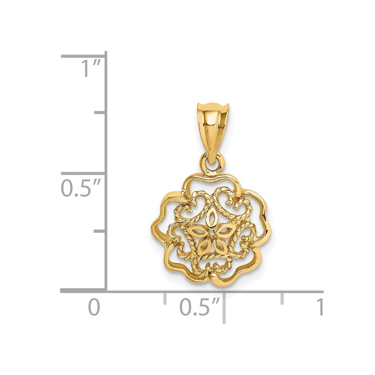 14K Polished Flower Pendant-2
