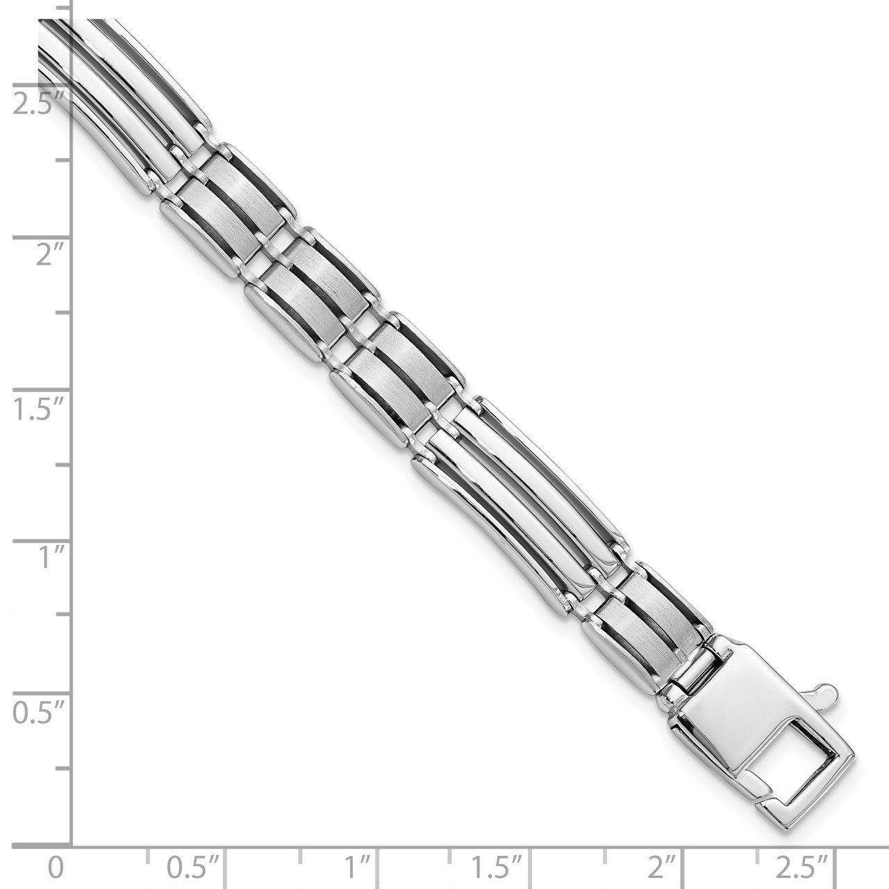 Leslie's 14K White Gold Polished and Brushed Men's Bracelet-3