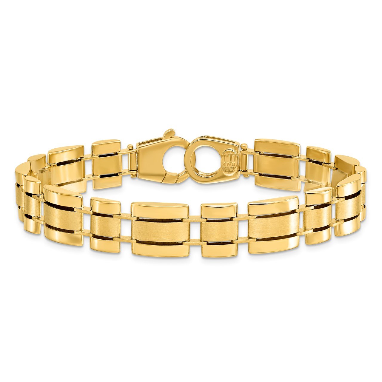 Leslie's 14K Polished and Center Satin Fancy Link Men's Bracelet-2