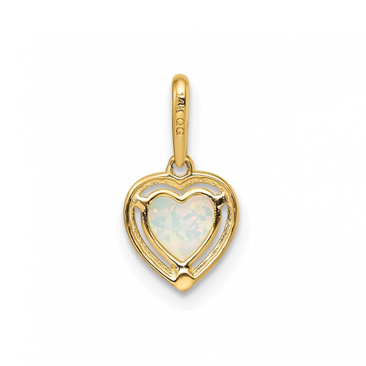 14k Lab Created Opal Heart Pendant-3