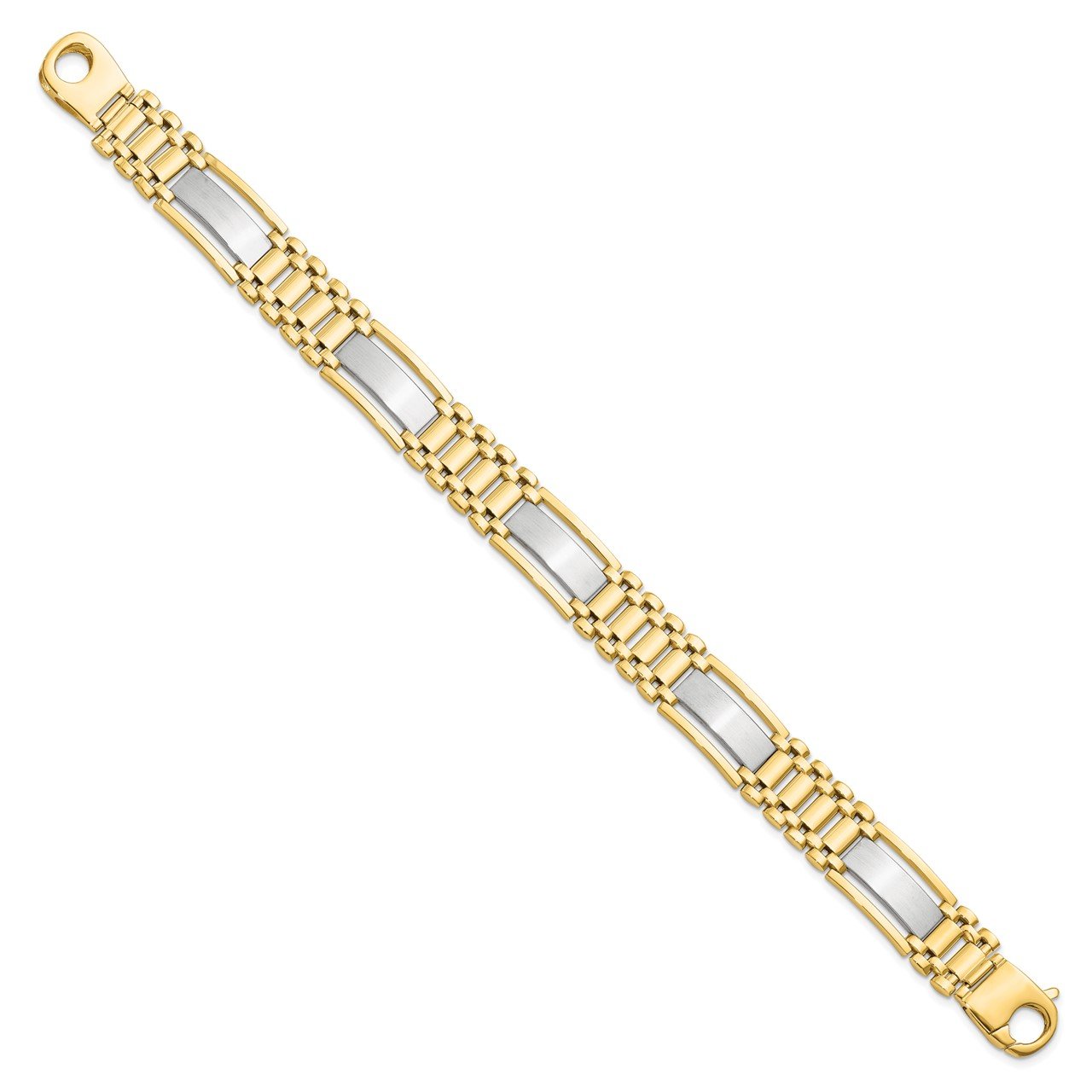 Leslie's 14K Two-tone Polished and Satin Men's Bracelet-1
