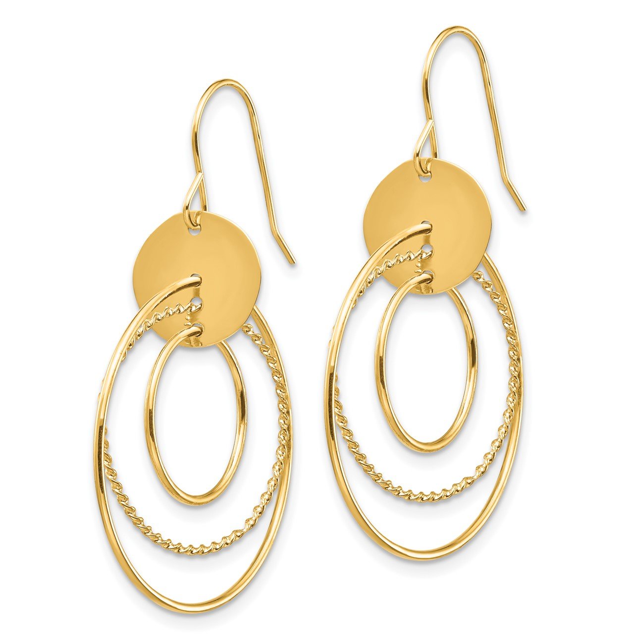 14K Circle Dangle Earrings-1
