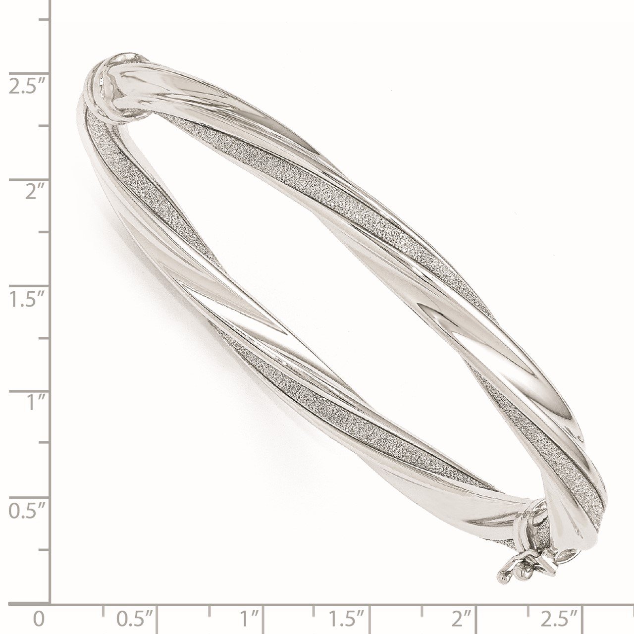 Leslie's 14k White Gold Polished Glimmer Infused Hinged Bangle-1