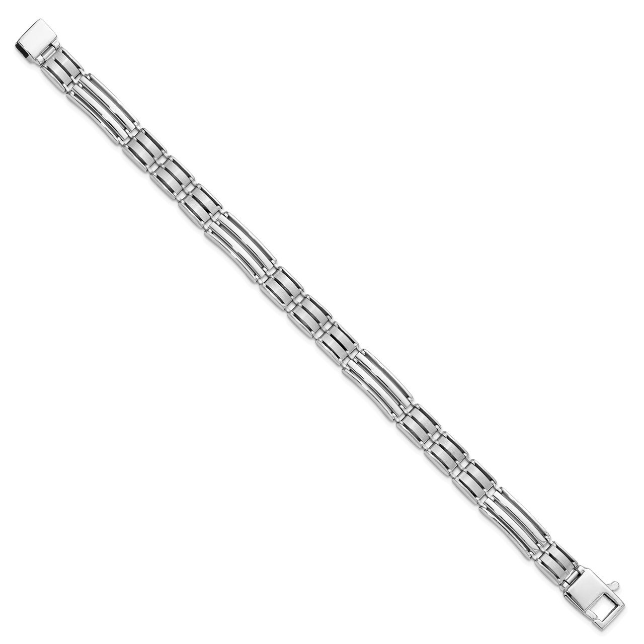 Leslie's 14K White Gold Polished and Brushed Men's Bracelet-1