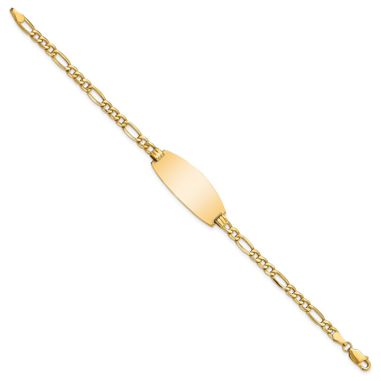 14k Semi-solid Oval Figaro ID Bracelet-1