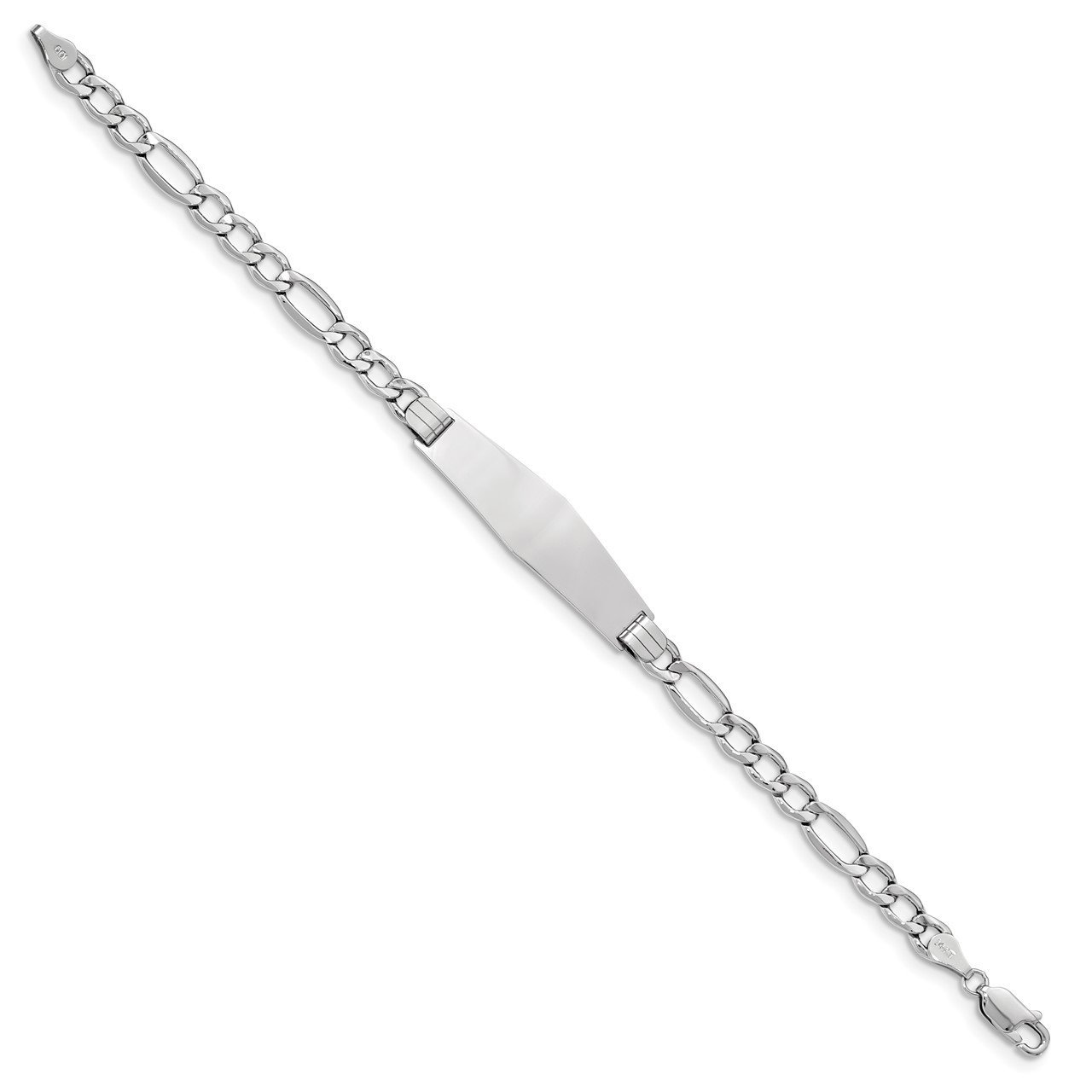 14K WG Polished Semi-Solid Soft Diamond Shape Figaro ID Bracelet-1