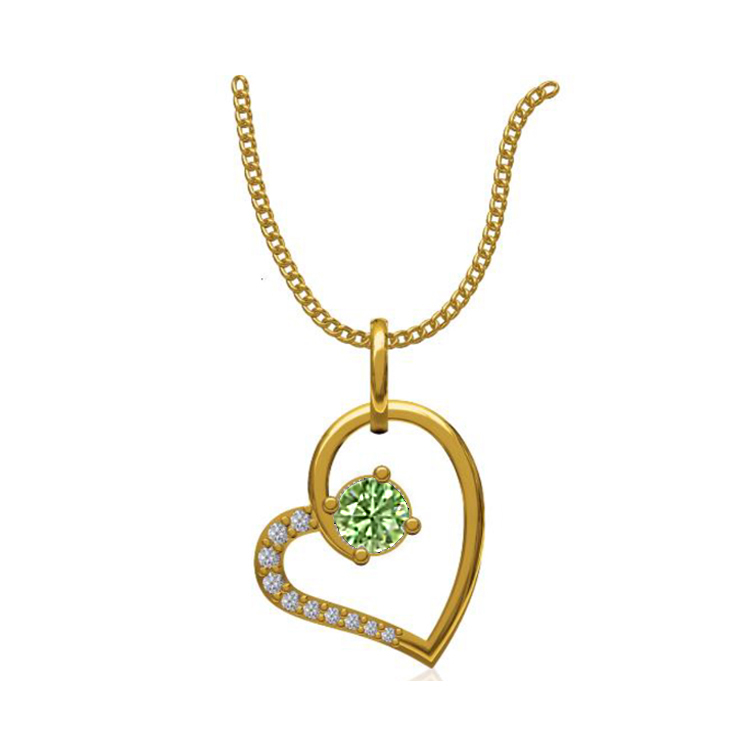 14k Yellow Gold 0.131 Ct. Diamond or Gemstones Heart Shape Pendant Necklace-5