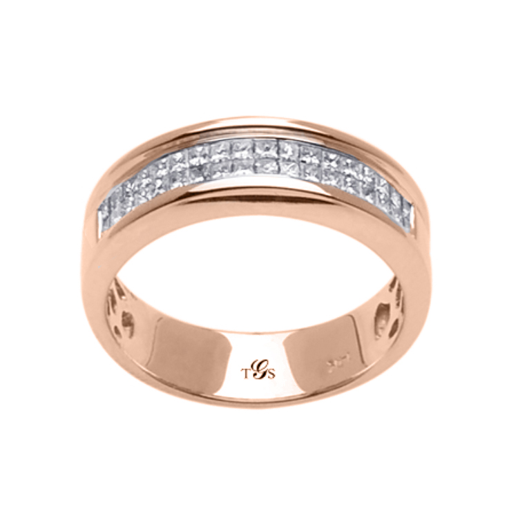 14k White / Yellow / Rose Gold Diamond Men Band-0