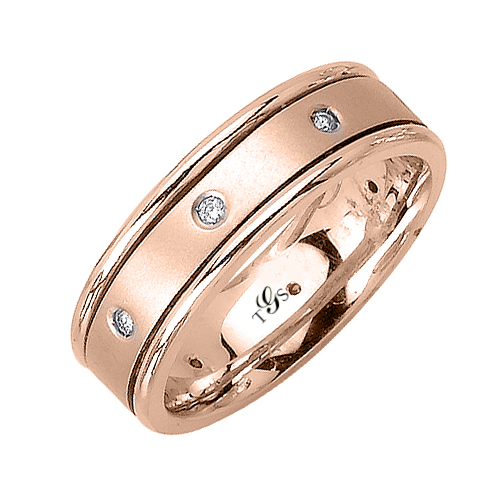 14k White/Yellow/Rose Gold Natural Diamond Unisex Band-0