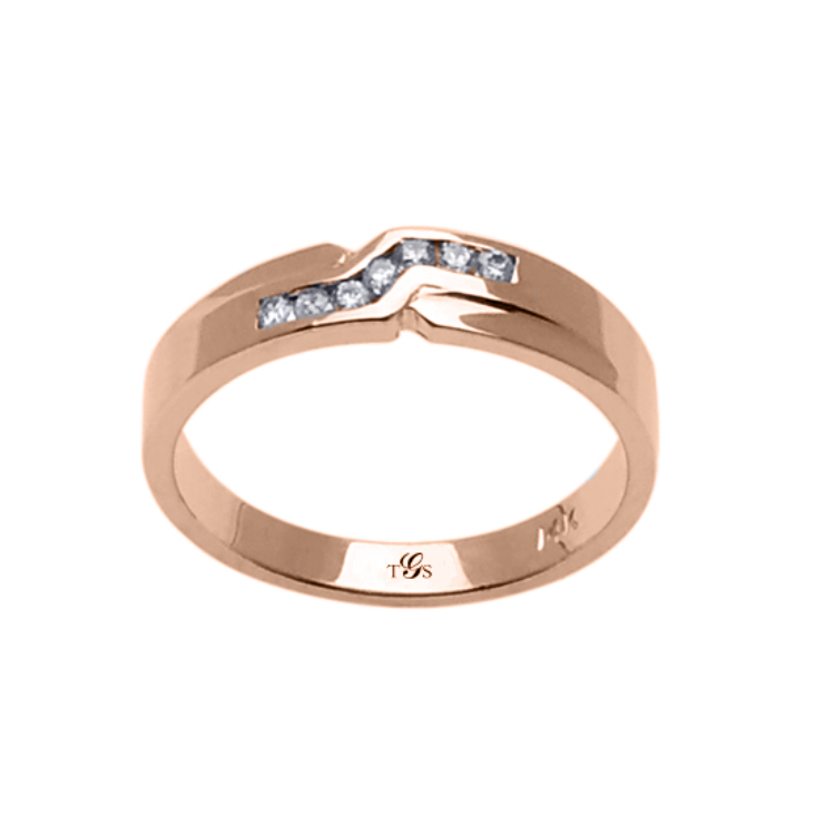 14k White / Yellow / Rose Gold Diamond Men Band-0