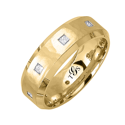 14k White/Yellow/Rose Gold Natural Diamond Unisex Band-1