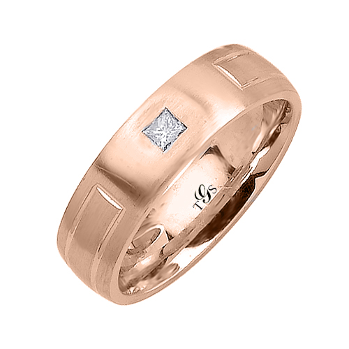 14k White/Yellow/Rose Gold Natural Diamond Unisex Band-1