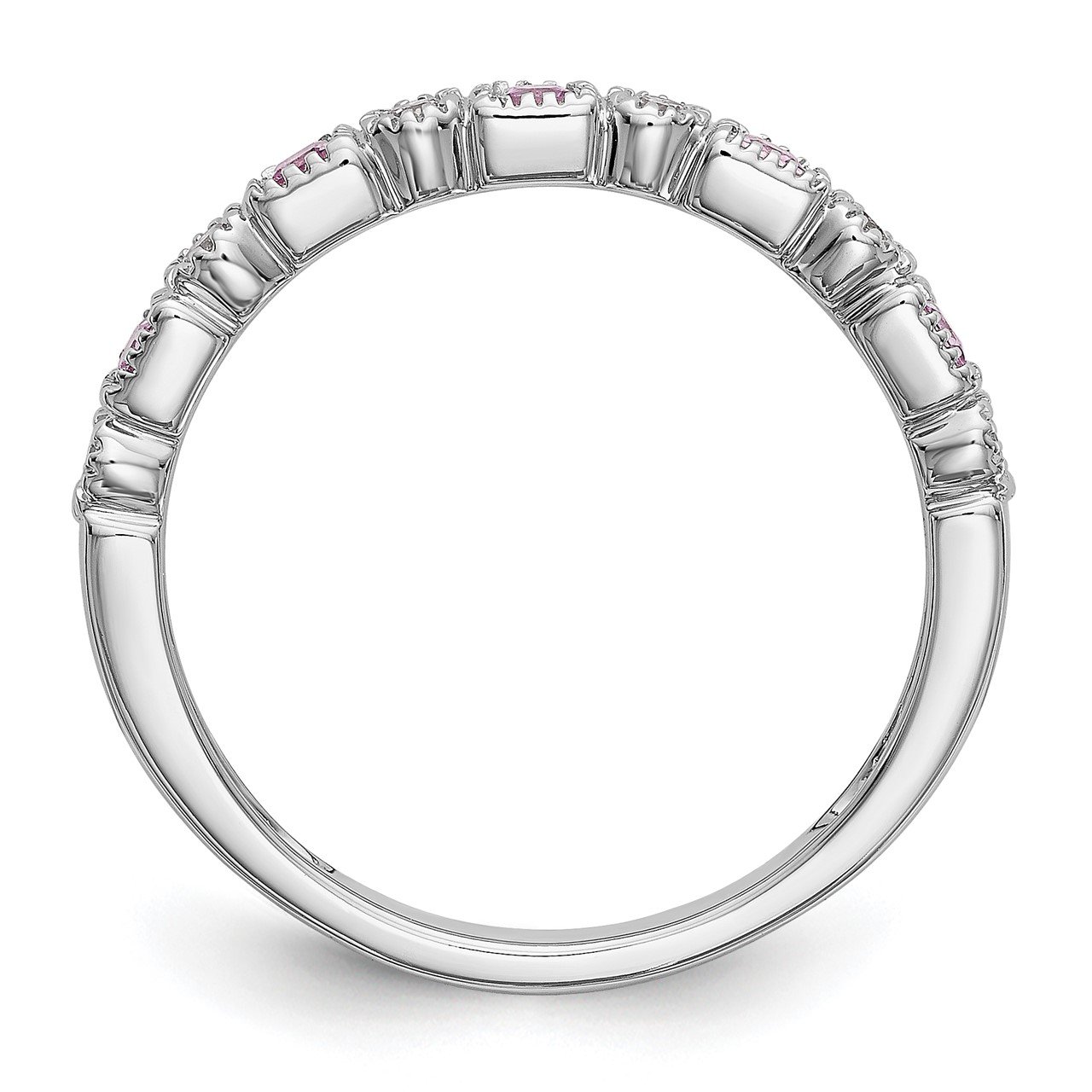 14k White Gold Diamond with Pink Sapphire Band-1