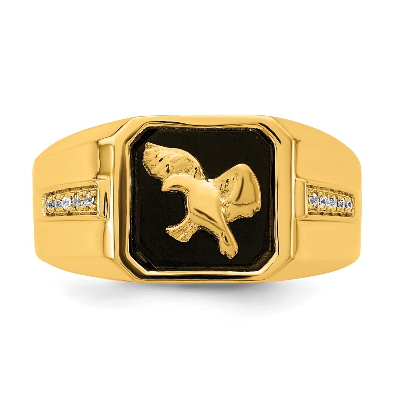 14k Onyx and Diamond Eagle Mens Ring-4