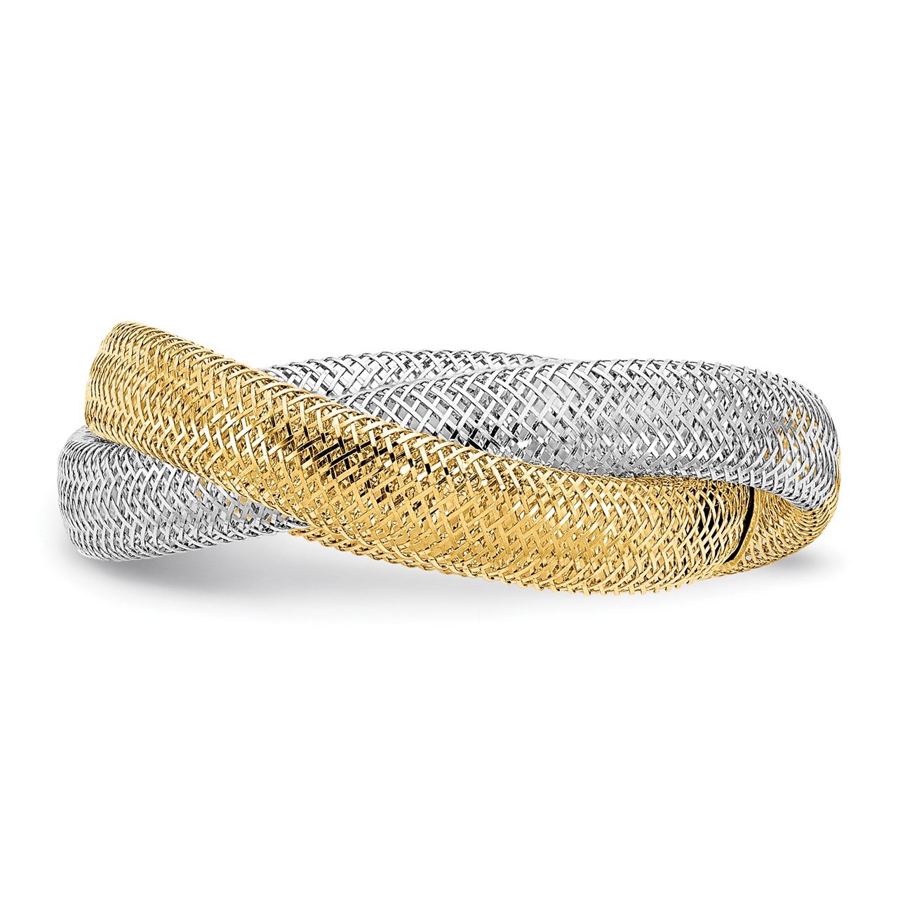 14K Two-tone Gold Woven Mesh Stretch Ring-2