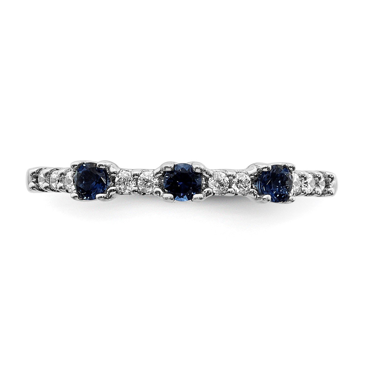 14k White Gold Diamond and Sapphire 3-Stone Ring-4