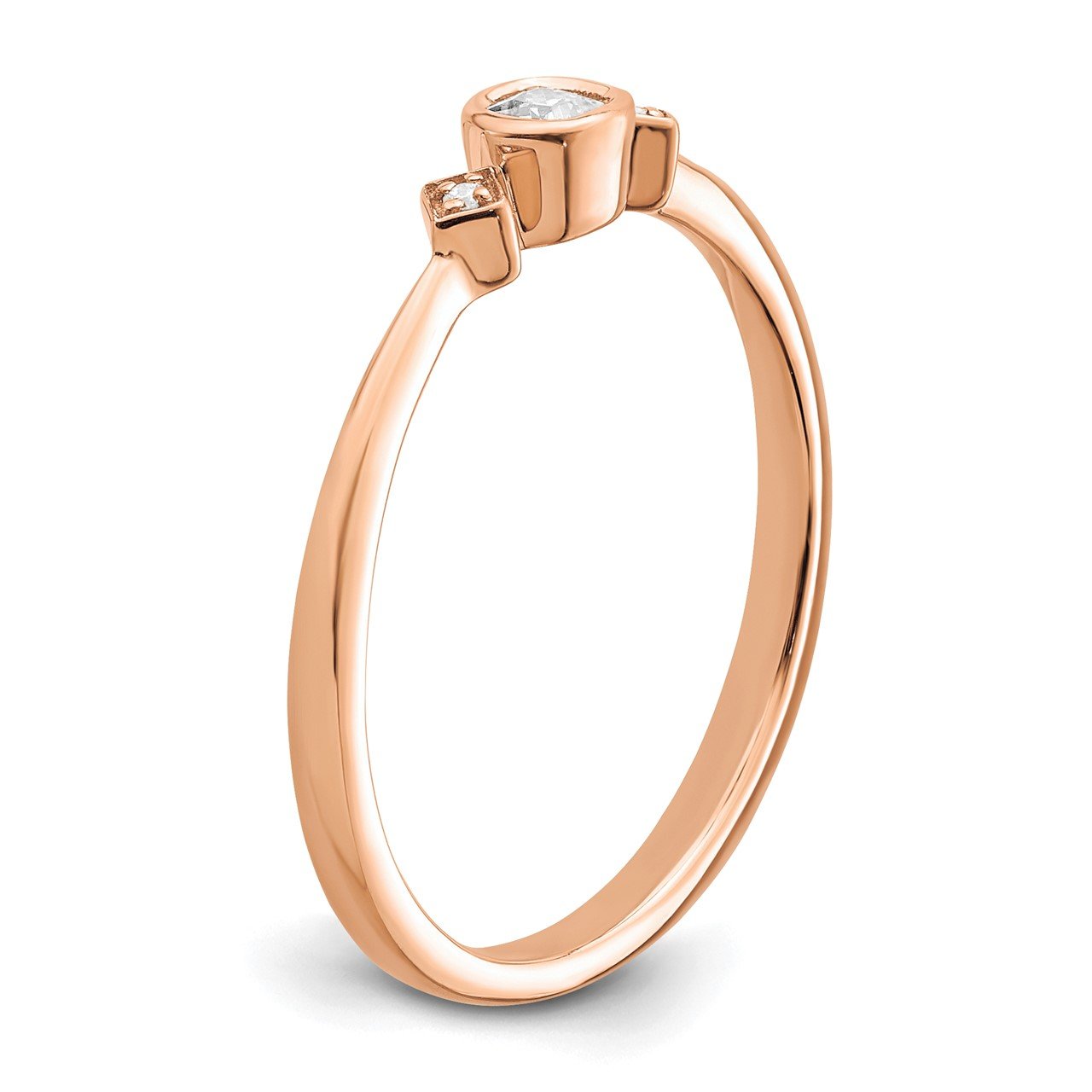 14k Rose Gold Polish Petite Cushion Complete Dia Ring-5