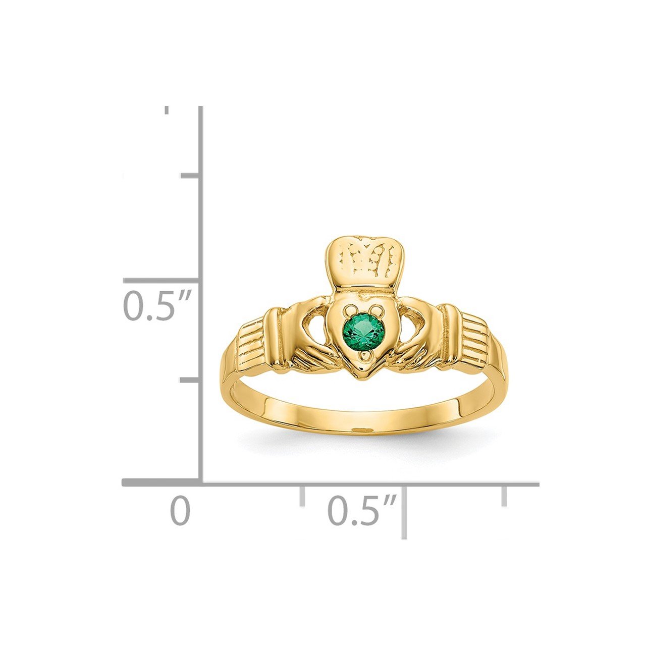 14k Green CZ Claddagh Ring-2