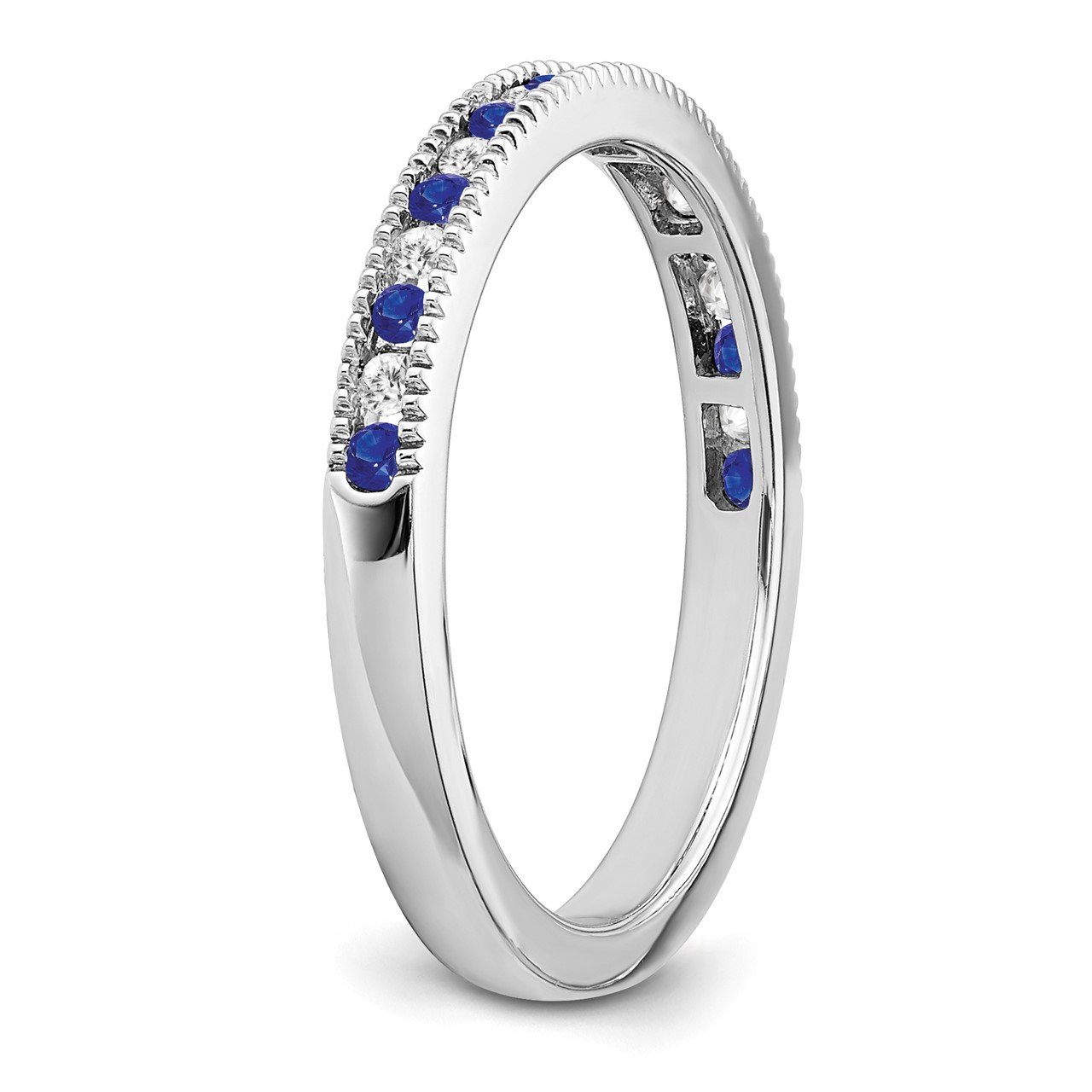 14k White Gold Sapphire and Diamond Band-6