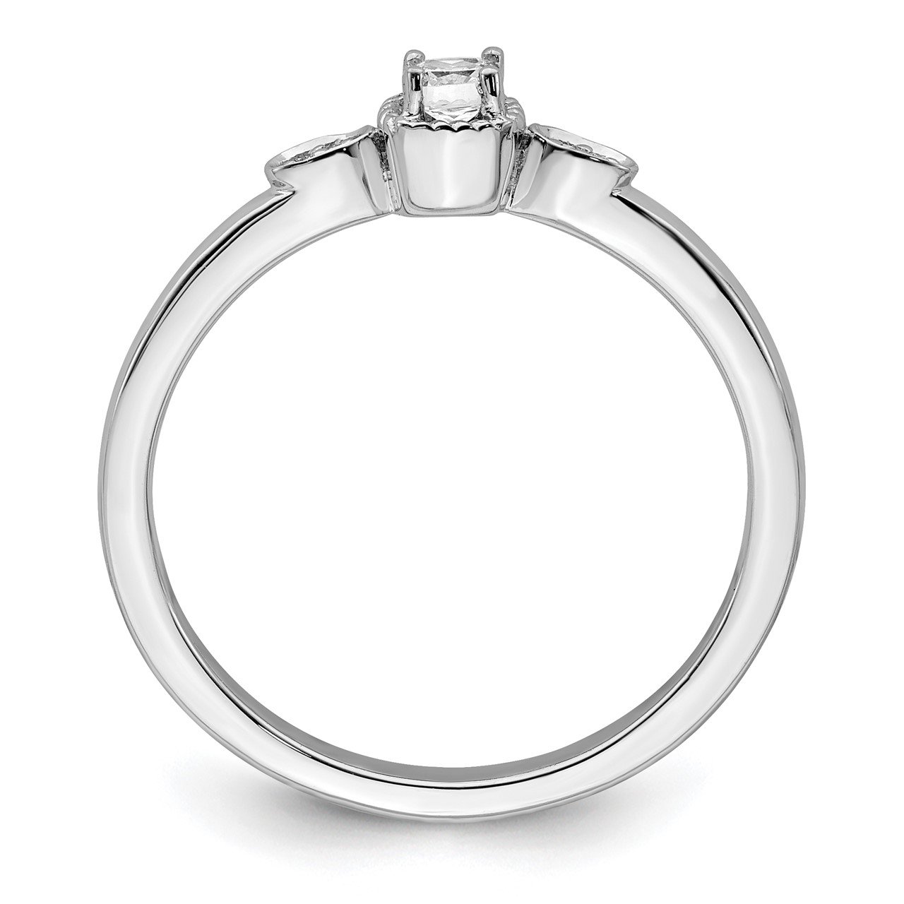 14k White Polish Petite Rope Edge Cushion Complete Dia Ring-1