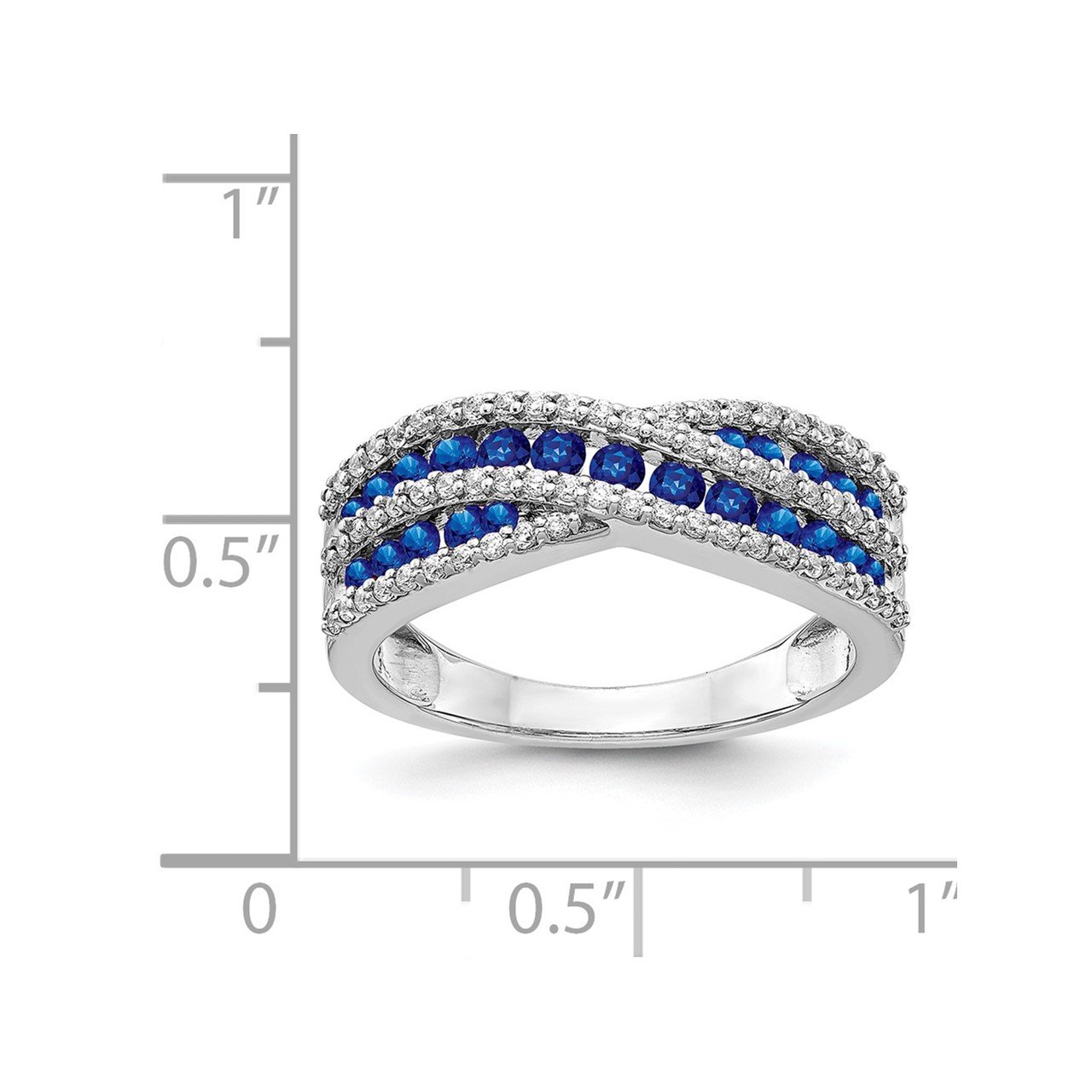 14k White Gold Diamond and Sapphire Fancy Ring-1