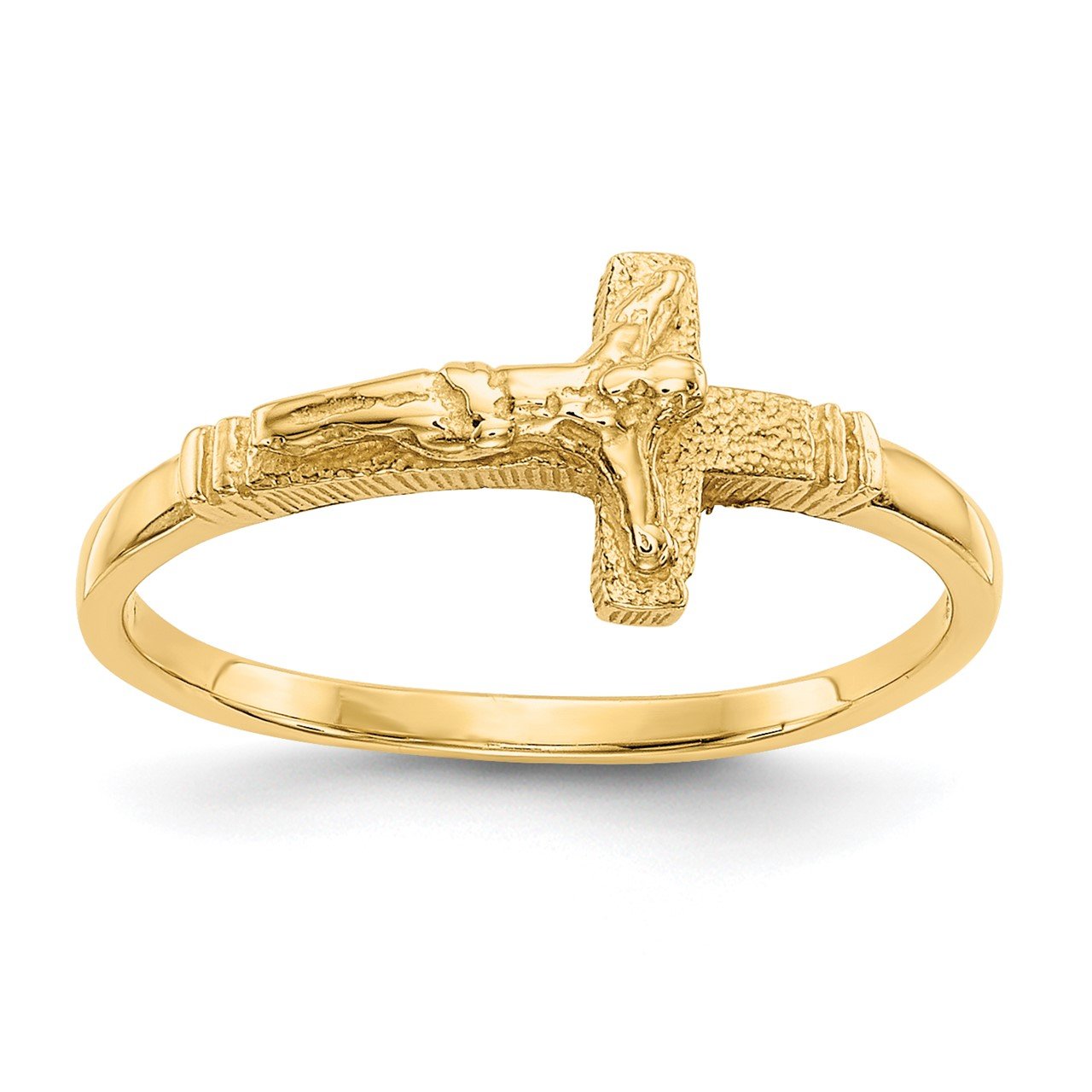 14K Satin Finish Childs Crucifix Ring