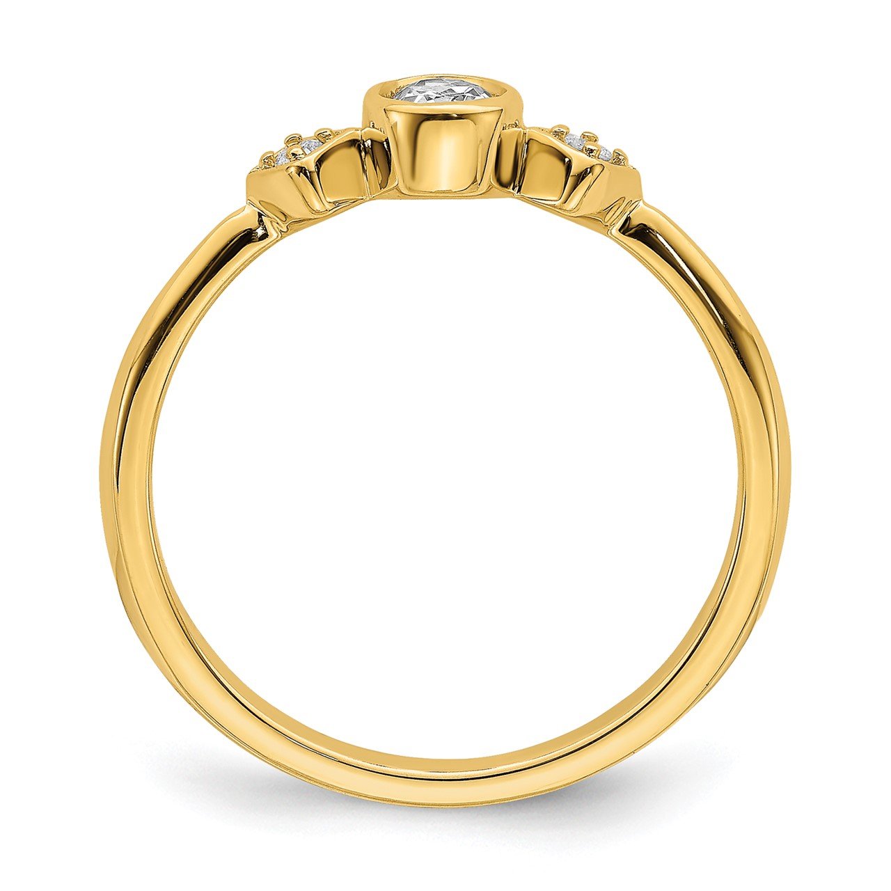 14k Polish Petite Oval Complete Dia Ring-1